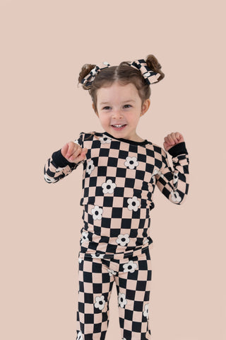 RETRO DAISY CHECKS DREAM BOW HAIR CLIPS