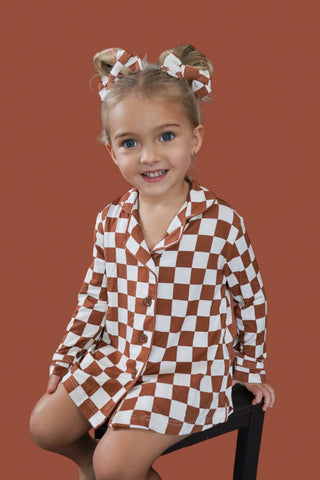 COPPER CHECKERS GIRL'S DREAM GOWN