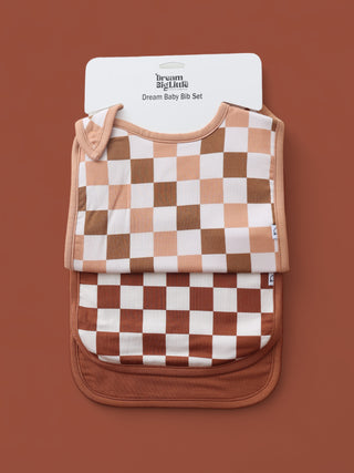 COPPER CHECKERS DREAM BABY BIB (PACK)