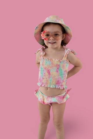 RAINBOW CLOUDS DREAM SMOCKED TANKINI TWO PIECE SWIM SUIT