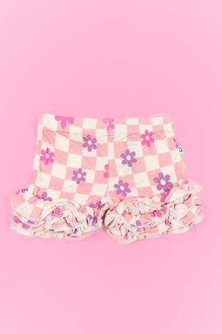 WAVEY DAISY CHECKERS DREAM RUFFLE SHORTS