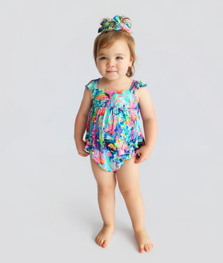 OCEAN GLOW DREAM RUFFLED BUBBLE ROMPER