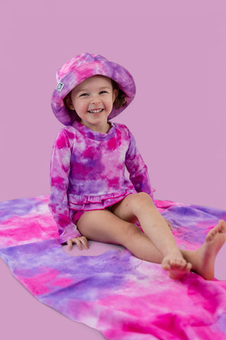 CANDY CLOUDS DREAM 2-PIECE RASH GUARD RUFFLE SWIM SUIT