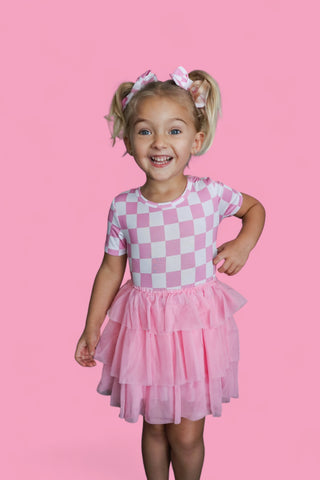 BUBBLEGUM CHECKERS DREAM TUTU DRESS