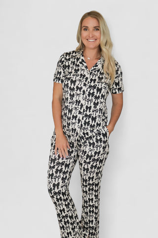 NEUTRAL BOWS SHORT SLEEVE WOMEN'S RELAXED FLARE DREAM SET