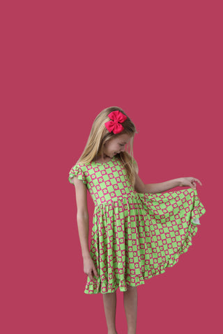 WILD DAISY CHECKERS DREAM RUFFLE DRESS