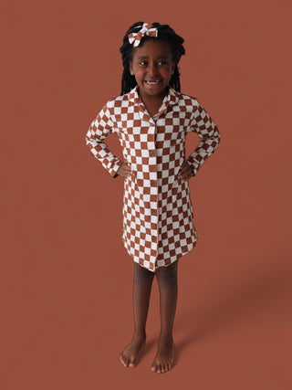 COPPER CHECKERS GIRL'S DREAM GOWN