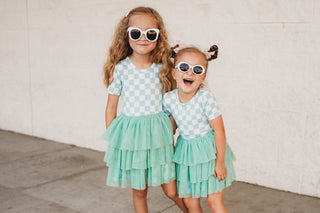 MINT CHECKERS DREAM TUTU DRESS