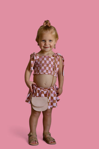 EXCLUSIVE SUNSET BEACH CHECKERS DREAM SMOCKED SKORT SET