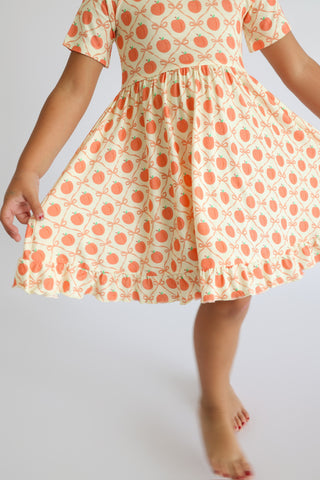 PEACH PERFECT BOWS DREAM RUFFLE DRESS