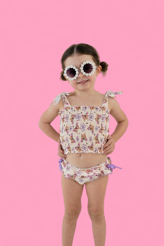 BLOSSOMIN’ BUTTERFLY DREAM SMOCKED TANKINI TWO PIECE SWIM SUIT