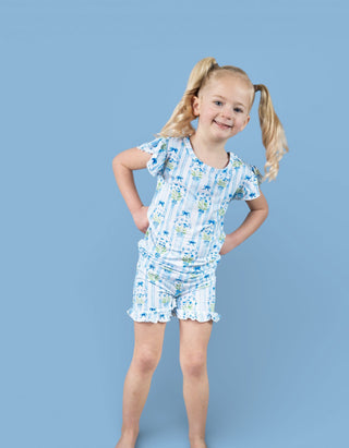 HEIRLOOM BLUE BLOOMS DREAM RUFFLE SHORT SET