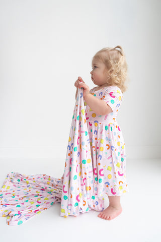 CoComelon x Dream Big Little Co ALPHABET SHORT SLEEVE DREAM RUFFLE DRESS