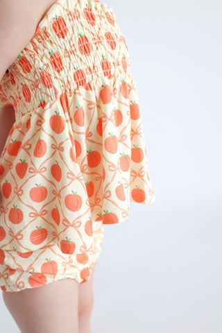 PEACH PERFECT BOWS DREAM SMOCKED BABYDOLL BUMMIES SET