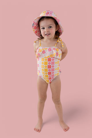 SUMMER SUNSET CHECKERS DREAM ONE PIECE SWIM SUIT