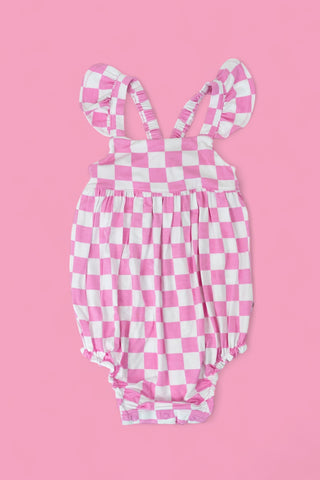 BUBBLEGUM CHECKERS DREAM BUBBLE ROMPER