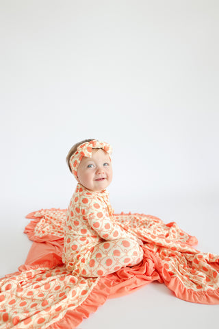 PEACH PERFECT BOWS DREAM RUFFLE ROMPER