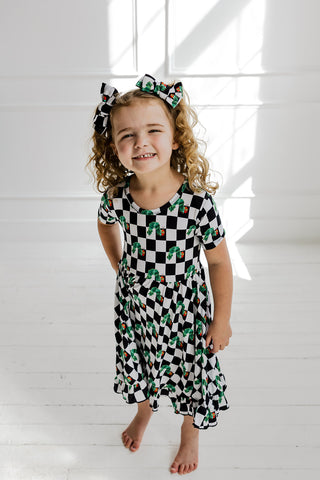 CATERPILLAR CHECK DREAM BOW HAIR CLIPS