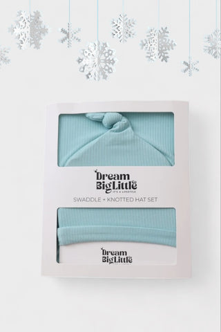 HAZY BLUE RIB DREAM SWADDLE & BEANIE