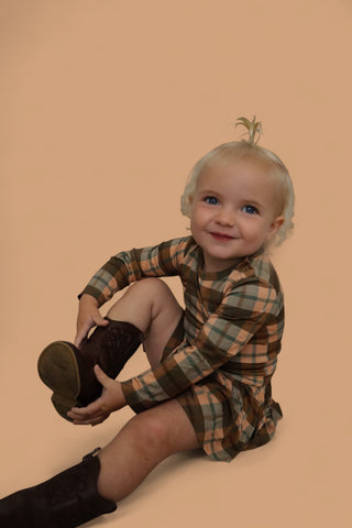 HARVEST TARTAN DREAM BODYSUIT DRESS