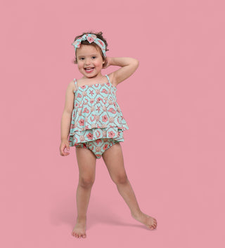 COASTAL COWGIRL DREAM SMOCKED TIERED BODYSUIT DRESS