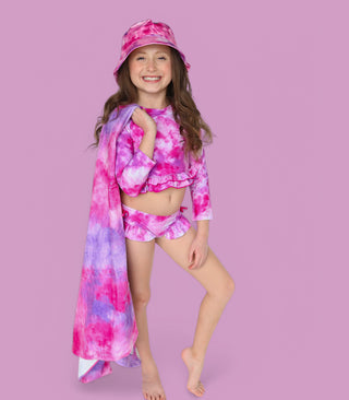 CANDY CLOUDS DREAM 2-PIECE RASH GUARD RUFFLE SWIM SUIT