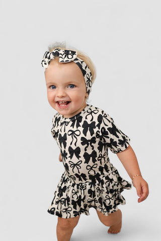 NEUTRAL BOWS DREAM BODYSUIT DRESS