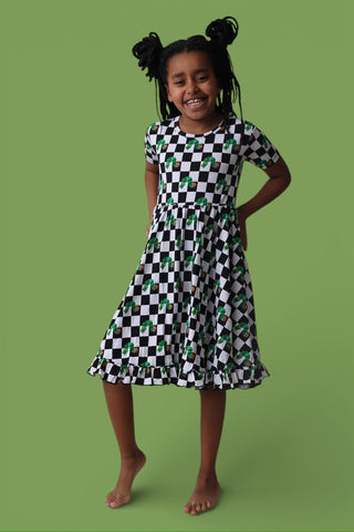 CATERPILLAR CHECK DREAM RUFFLE DRESS