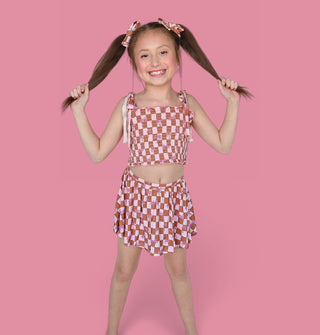 EXCLUSIVE SUNSET BEACH CHECKERS DREAM SMOCKED SKORT SET