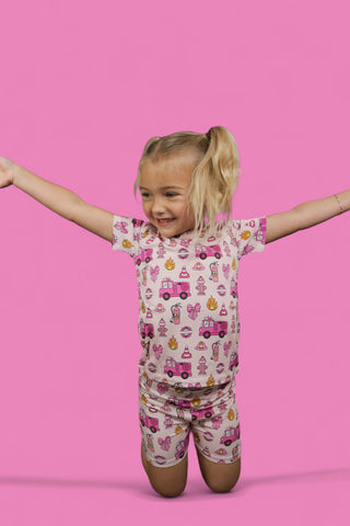 BLAZING BOWS AND HYDRANTS DREAM SHORT SET