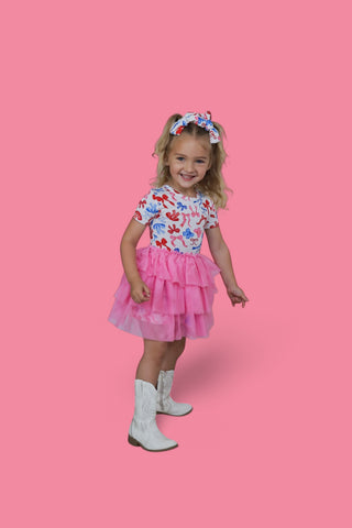 RED, WHITE AND BOWS DREAM TUTU DRESS