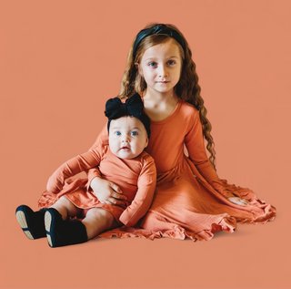 RUST LONG SLEEVE DREAM BODYSUIT DRESS