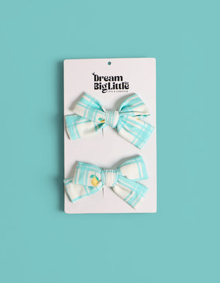 CITRUS GINGHAM DREAM BOW HAIR CLIPS