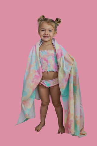 RAINBOW CLOUDS DREAM SMOCKED TANKINI TWO PIECE SWIM SUIT