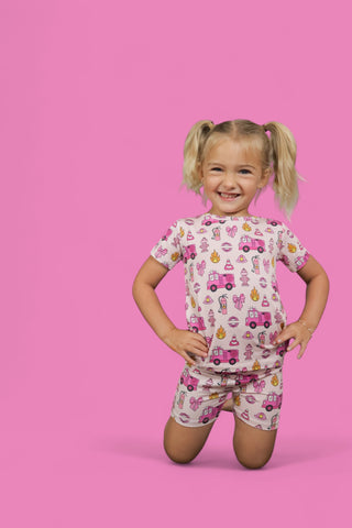 BLAZING BOWS AND HYDRANTS DREAM SHORT SET