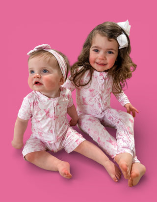 PINK PUPPY TOILE DREAM RUFFLE ROMPER