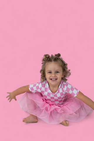 BUBBLEGUM CHECKERS DREAM TUTU DRESS