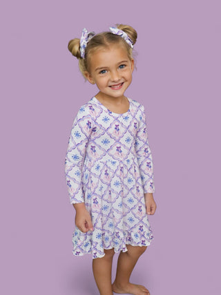 ICY WONDERLAND LONG SLEEVE DREAM RUFFLE DRESS