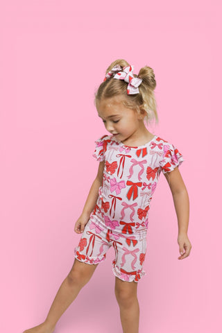 BE MINE BOWS DREAM RUFFLE SHORT SET