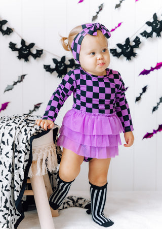 SPOOKY CHECKERS DREAM TUTU BODYSUIT DRESS