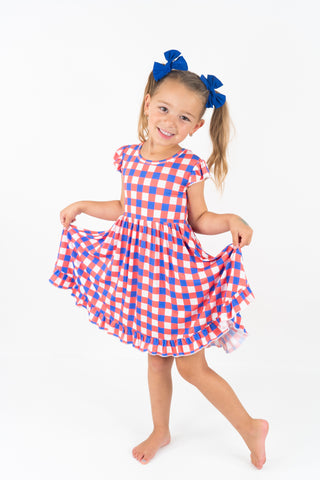 RED, WHITE & TRUMAN DREAM RUFFLE DRESS