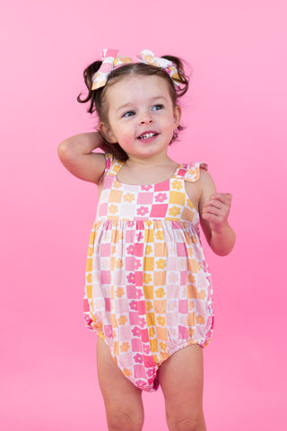 SUMMER SUNSET CHECKERS DREAM BUBBLE ROMPER