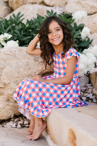 RED, WHITE & TRUMAN DREAM RUFFLE DRESS