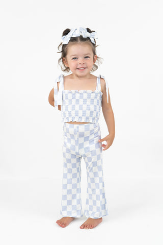 CLOUDY CHECKERS DREAM SMOCKED FLARE SET