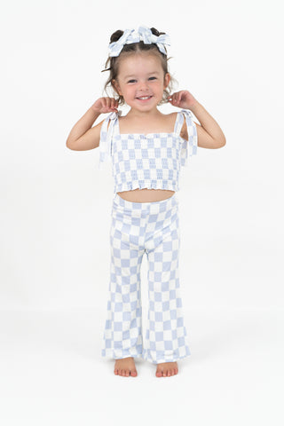 CLOUDY CHECKERS DREAM SMOCKED FLARE SET