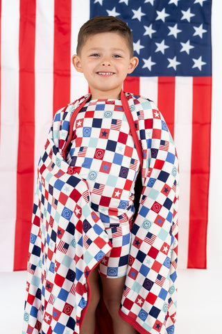 HOME OF THE FREE CHECKERS DREAM BLANKET