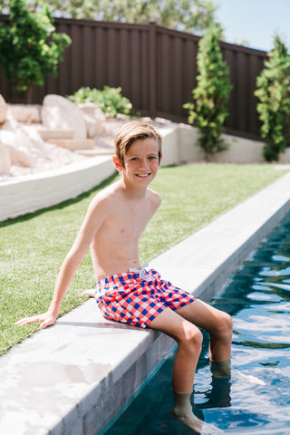 RED, WHITE & TRUMAN DREAM SWIM TRUNKS