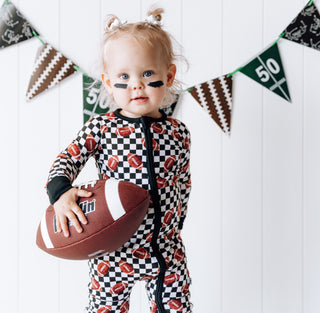 CHECKERED FOOTBALL DREAM ROMPER