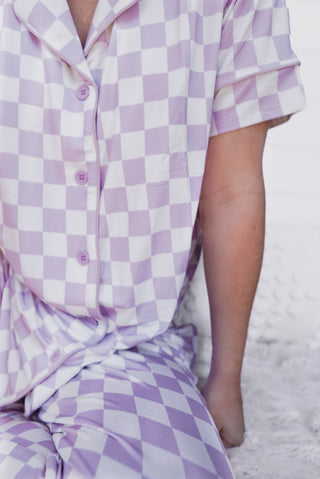 PERIWINKLE CHECKERS WOMEN'S RELAXED FLARE DREAM SET