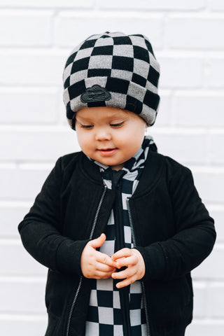 CHARCOAL CHECKERS DREAM BEANIE